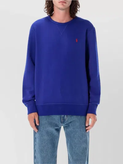 Polo Ralph Lauren Ribbed Cotton Crewneck Sweater In Gray