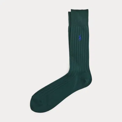 Polo Ralph Lauren Ribbed Cotton Dress Socks In Green