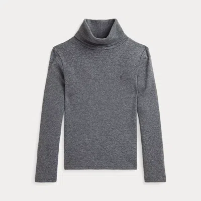 Polo Ralph Lauren Kids' Ribbed Cotton-modal Turtleneck In Med Flannel Heather