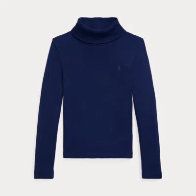 Polo Ralph Lauren Kids' Ribbed Cotton-modal Turtleneck In Newport Navy