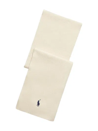 Polo Ralph Lauren Ribbed Cotton Scarf In Neutral