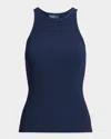 Polo Ralph Lauren Ribbed Cotton Tank Top In Newport Navy
