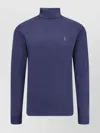 Polo Ralph Lauren Ribbed Cotton Turtleneck Sweater With Long Sleeves In Blue