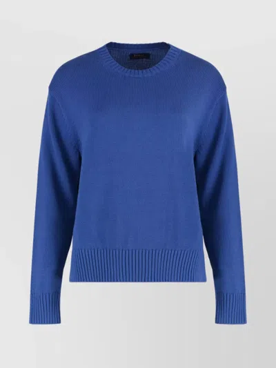 Polo Ralph Lauren Ribbed Crew-neck Cotton Sweater With Side Slits