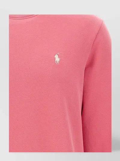 Polo Ralph Lauren Ribbed Crew Neck Cotton Sweatshirt In Pink