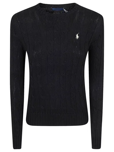 Polo Ralph Lauren Ribbed Crew Neck Slim Fit Knit Sweater In Black