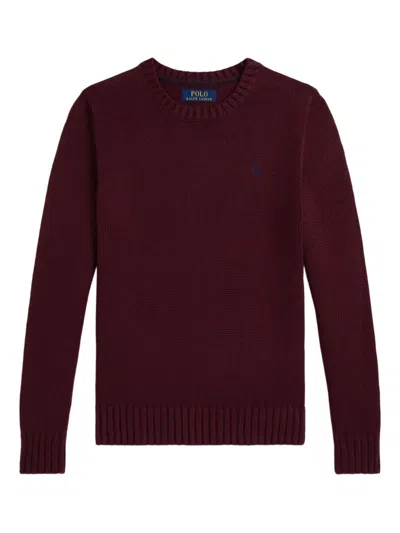 Polo Ralph Lauren Kids' Ribbed Crew-neck Sweater In Burgundy