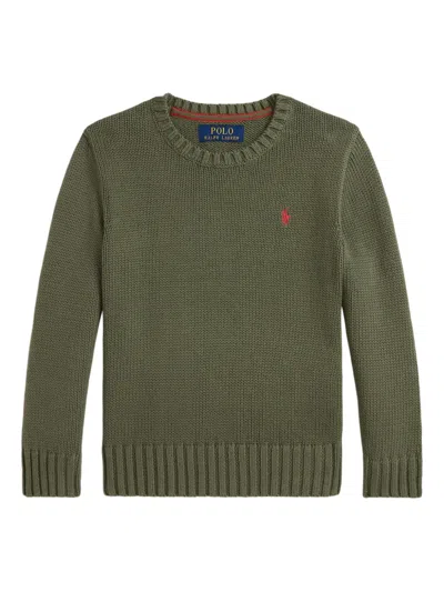 Polo Ralph Lauren Kids' Ribbed Crew Neck Sweater In Green