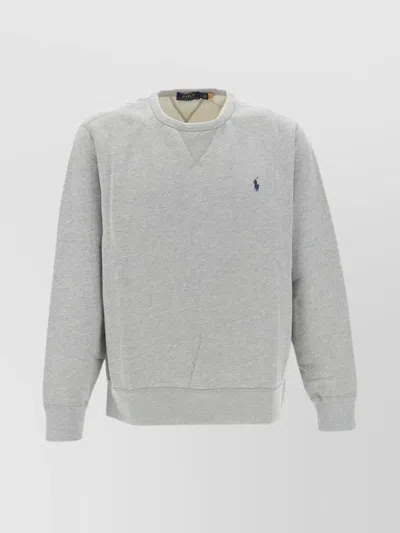 Polo Ralph Lauren Ribbed Crew Neck Sweater With Long Sleeves In Gray