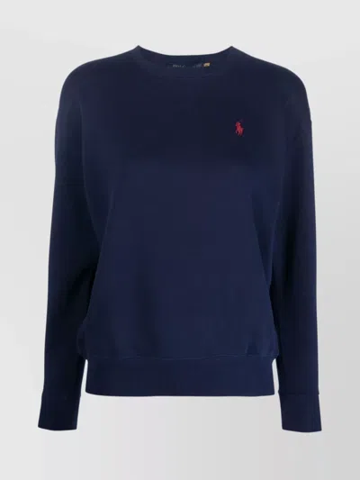Polo Ralph Lauren Ribbed Crewneck Knitwear Long Sleeves In Blue