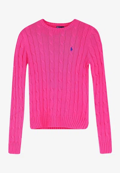Polo Ralph Lauren Cotton Sweater With Embroidered Logo On The Front In Pink
