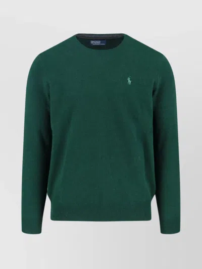 Polo Ralph Lauren Ribbed Cuff Crew Neck Long Sleeve Sweater In Green