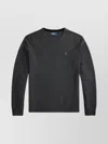 Polo Ralph Lauren Ribbed Cuff Long Sleeve Crew Neck Sweater In Black