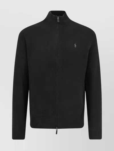 Polo Ralph Lauren Ribbed Cuff Wool Cardigan With Welt Pockets
