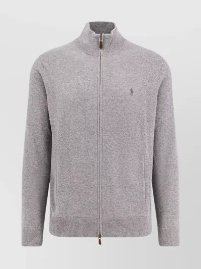 Polo Ralph Lauren Ribbed Cuff Wool Cardigan With Welt Pockets