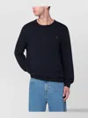 Polo Ralph Lauren Blue Crewneck Sweater With Pony Logo Embroidered On The Front In Black