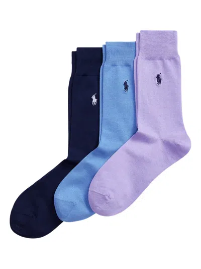 Polo Ralph Lauren Ribbed Embroidered Socks (pack Of Three) In Multi