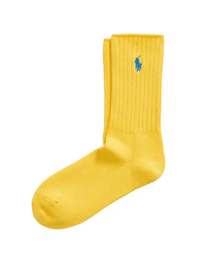 Polo Ralph Lauren Ribbed-embroidered Socks In Yellow