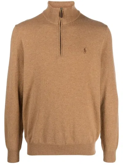 Polo Ralph Lauren Ribbed High Collar Wool Pullover Sweater In Multi