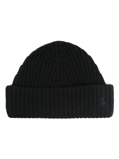 Polo Ralph Lauren Ribbed-knit Beanie Hat In Black