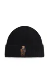 Polo Ralph Lauren Ribbed Knit Beanie With Embroidered Detailing In Black