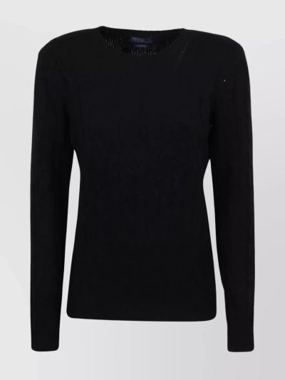 Polo Ralph Lauren Ribbed Knit Crewneck Pullover In Black