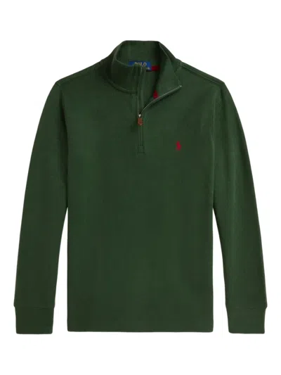 Polo Ralph Lauren Kids' Ribbed-knit Half-zip Pullover In Green