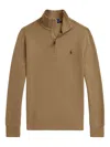 Polo Ralph Lauren Ribbed-knit Half-zip Sweatshirt In Brown