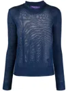 Polo Ralph Lauren Ribbed-knit Long-sleeved Pullover In Blue