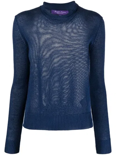 Polo Ralph Lauren Ribbed-knit Long-sleeved Pullover In Blue