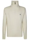 Polo Ralph Lauren Ribbed Knit Pullover With High Collar In Neutral