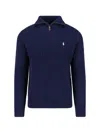 Polo Ralph Lauren Wool Cotton Sweater Ribbed Texture Long Sleeves In Blue