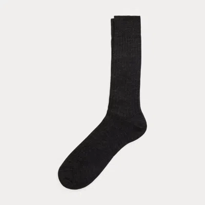 Polo Ralph Lauren Ribbed Merino Wool-blend Dress Socks In Dark Grey