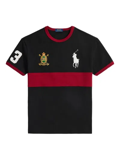 Polo Ralph Lauren Ribbed-neck Short-sleeve T-shirt In Black