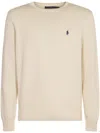Polo Ralph Lauren Ribbed Neckline Cotton Sweater In Neutral