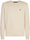 Polo Ralph Lauren Ribbed Neckline Cotton Sweater In Neutral