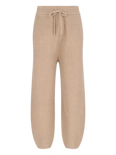 Polo Ralph Lauren Ribbed Texture Straight Trousers With Elastic Waistband In Beige