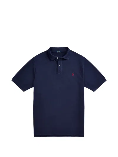Polo Ralph Lauren Navy Cotton Custom Slim-fit Polo Shirt In Blue