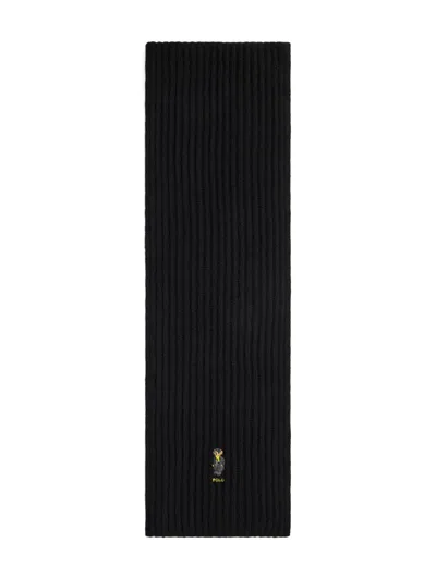 Polo Ralph Lauren Ribbed Scarf In Black