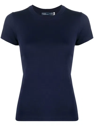 Polo Ralph Lauren Ribbed Short-sleeve T-shirt In Blue