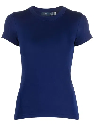 Polo Ralph Lauren Ribbed Short-sleeved T-shirt In Blue