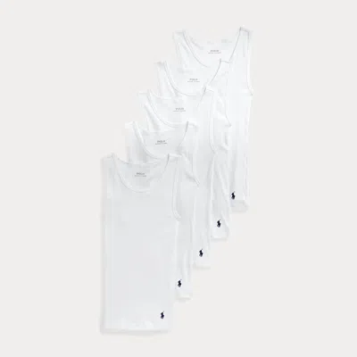 Polo Ralph Lauren Kids' Ribbed Stretch Cotton Tank 5-pack In White