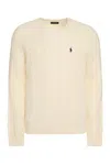 Polo Ralph Lauren Classic Cable-knit Sweater With Ribbed Hem And Embroidered Logo In Neutral