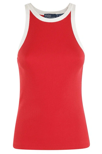 Polo Ralph Lauren Ribbed Tank Top In Red Nevis