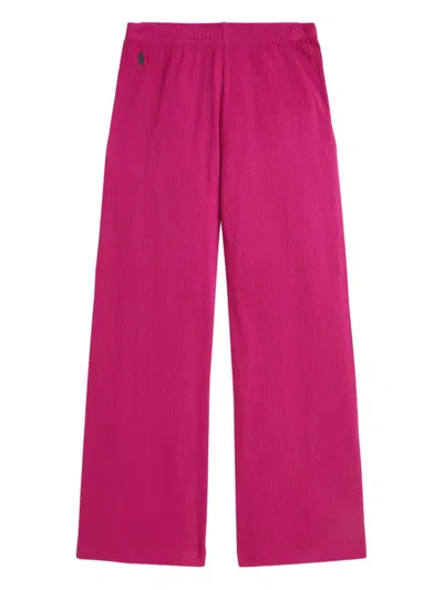 Polo Ralph Lauren Kids' Ribbed Track Trousers In Pink