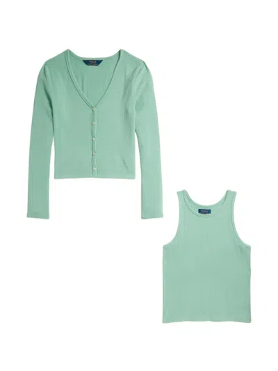 Polo Ralph Lauren Kids' Ribbed Tracksuit In Green