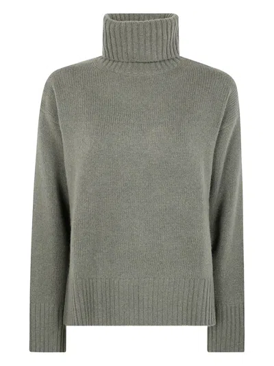 Polo Ralph Lauren Ribbed Turtleneck Sweater In Lush Green Wool-cashmere Blend