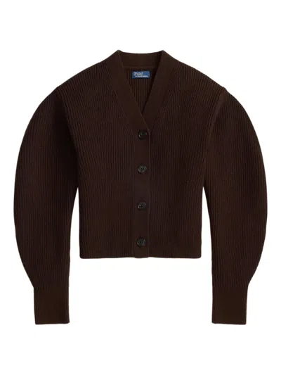 Polo Ralph Lauren Gerippter Cardigan Mit V-ausschnitt In Brown