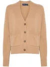 Polo Ralph Lauren Ribbed V-neck Cardigan With Button-down Front In Brown