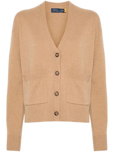 POLO RALPH LAUREN RIBBED V-NECK CARDIGAN WITH BUTTON-DOWN FRONT